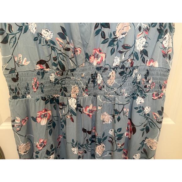Sleeveless Dress X-Large Maurices Floral Pink Ivory on Green - Picture 3 of 4